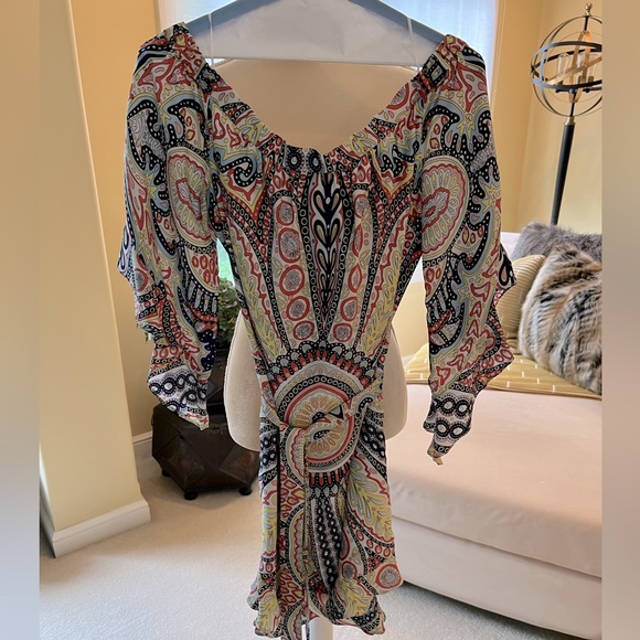 NWT!  Alice and Trixie paisley silk dress in L with tie waist in multi color. - Picture 1 of 8